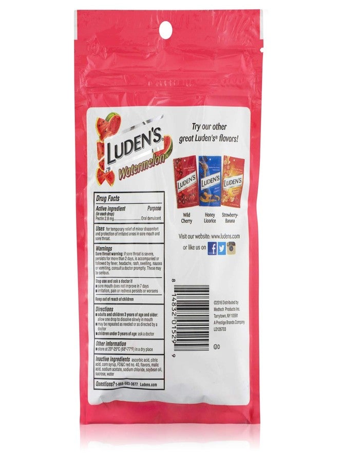 Luden's Watermelon Cough Throat Drops, Pectin Lozenge/Oral Demulcent, 25-Count per Pack (2-Pack) - Image 3